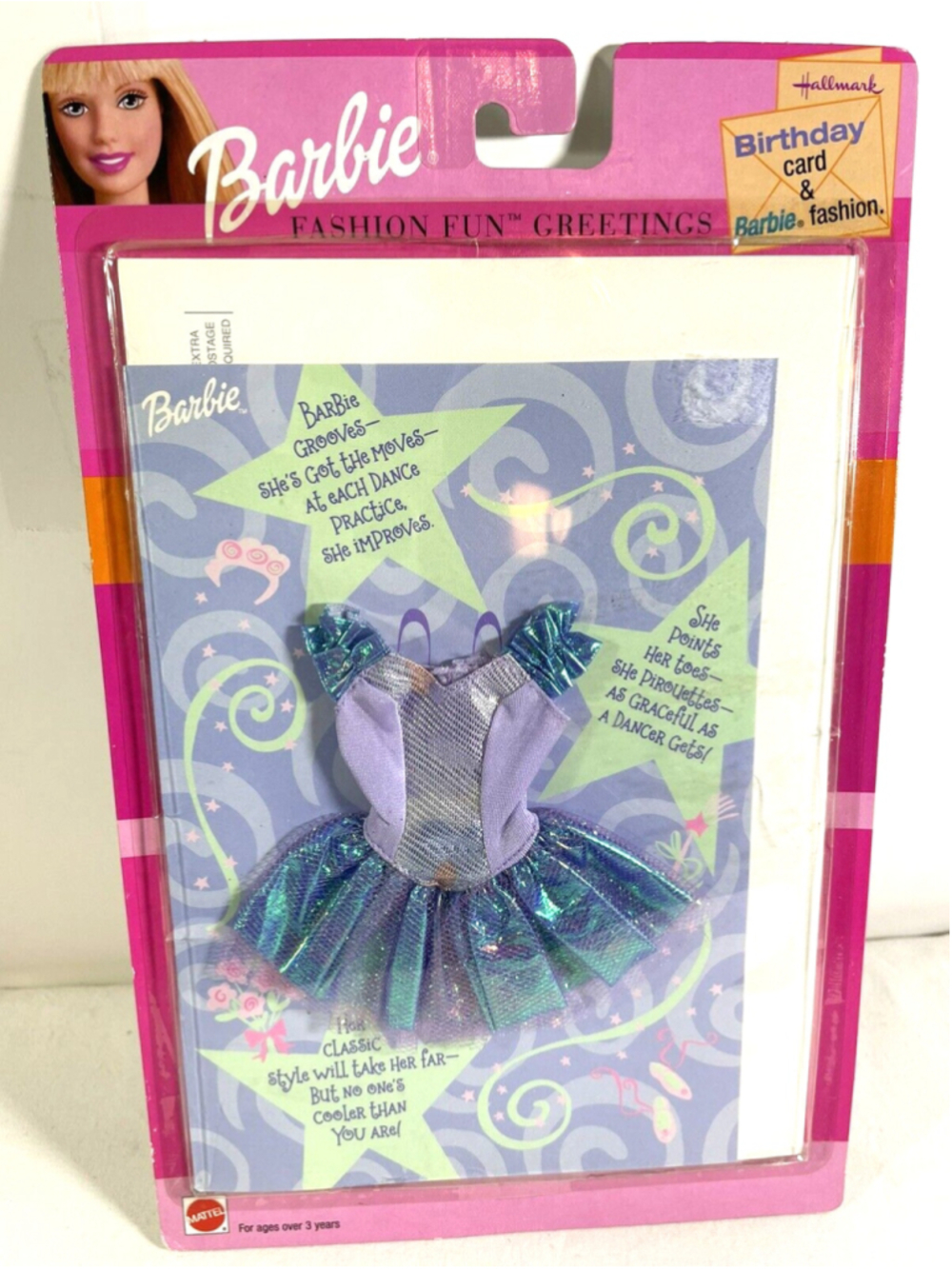 NEW 2001 Barbie Fashion Fun Greetings Tutu with Hallmark Birthday Card #68799